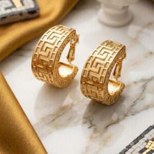 Meander Greek-Key Hoop Earrings