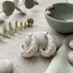 Fern Embossed Crescent Hoop Earrings