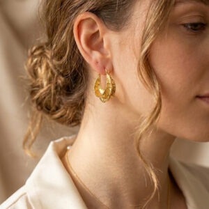 Ember Hammered Tapered Hoop Earrings