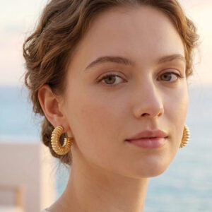 Ripple Ribbed Chunky Hoop Earrings