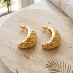 Dune Hammered Crescent Hoop Earrings