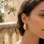 Dune Hammered Crescent Hoop Earrings