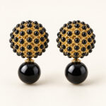 Noir Beaded Drop Stud Earrings