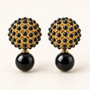 Noir Beaded Drop Stud Earrings