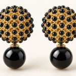 Noir Beaded Drop Stud Earrings