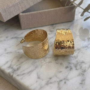 Forge Hammered Wide Cuff Hoop Earrings