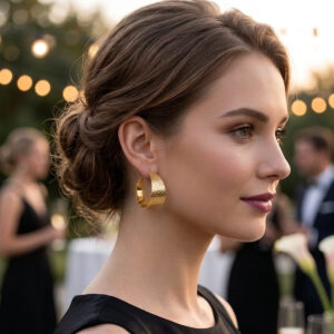 Motif Patterned Wide Hoop Earrings