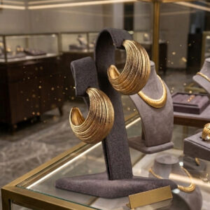 Strata Ribbed Crescent Hoop Earrings
