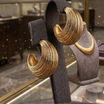 Strata Ribbed Crescent Hoop Earrings