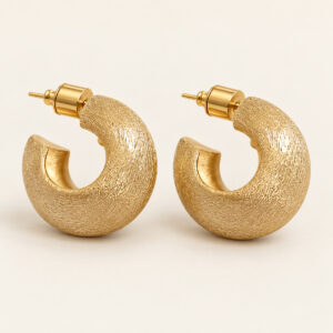 Sera Brushed Puffy Hoop Earrings