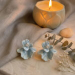 Azure Ruffled Flower Earrings