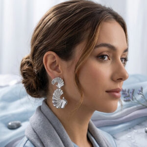 Cascade Silver-Tone Fan Drop Earrings