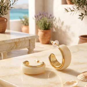 Ivory Arc Hoop Earrings