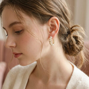 Pearlvine Cluster Hoop Earrings