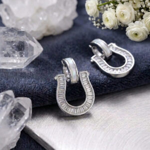 Horseshoe Crystal-Look Drop Earrings