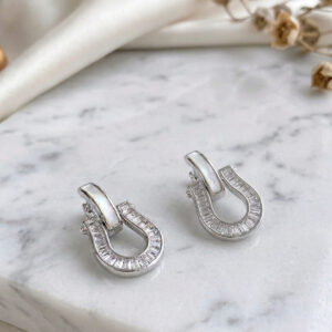 Horseshoe Crystal-Look Drop Earrings