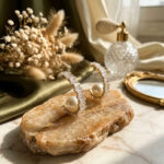 Pearl-Look Orbit Baguette Open Hoop Earrings