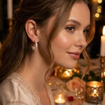 Pearl-Look Orbit Baguette Open Hoop Earrings