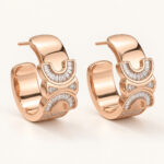 Deco Rose-Tone Crystal-Look Hoop Earrings
