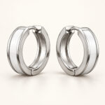 Pure Panel Silver-Tone Huggie Earrings