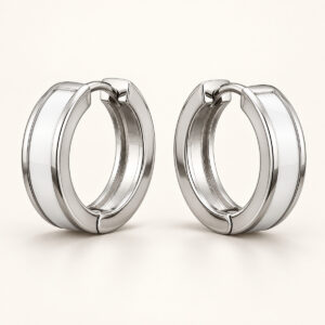 Pure Panel Silver-Tone Huggie Earrings