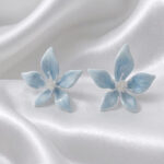 Blue Bloom Petal Stud Earrings