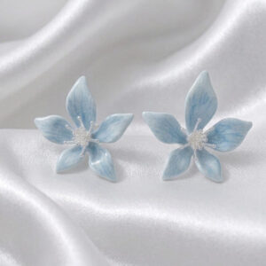 Blue Bloom Petal Stud Earrings