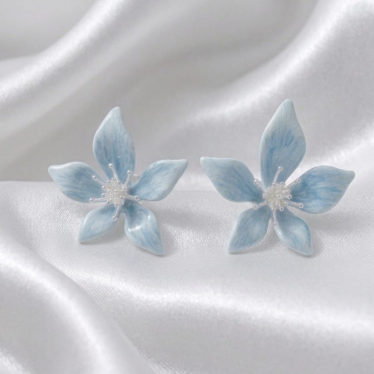 Blue Bloom Petal Stud Earrings Blue Bloom Petal Stud Earrings