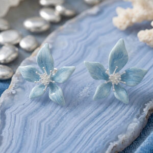 Blue Bloom Petal Stud Earrings