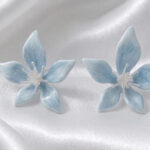 Blue Bloom Petal Stud Earrings