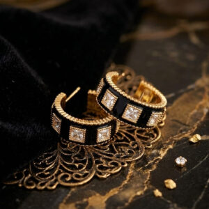 Noir Square Crystal Hoop Earrings