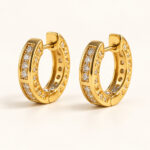 Frame Crystal-Look Panel Huggie Earrings