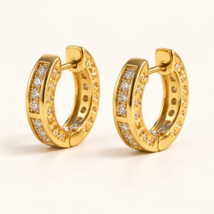 Frame Crystal-Look Panel Huggie Earrings