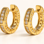 Frame Crystal-Look Panel Huggie Earrings