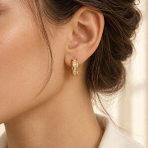Line Crystal-Look Channel Huggie Earrings