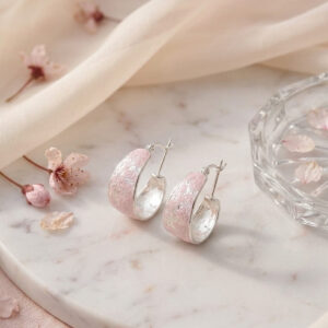 Blush Frost Oval Hoop Earrings