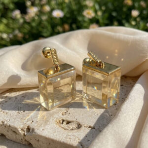 Lumiere Clear Cube Drop Earrings