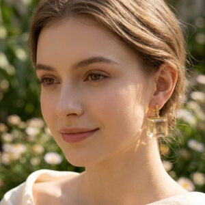 Lumiere Clear Cube Drop Earrings
