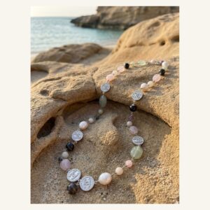 Pastel Coin-Bead Long Necklace