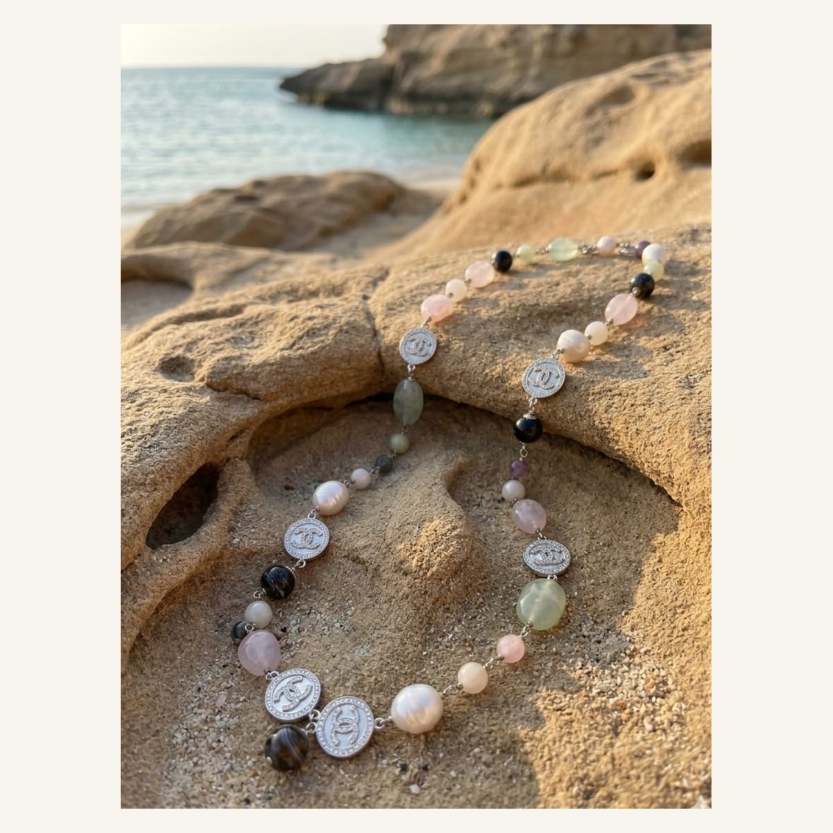 Pastel Coin-Bead Long Necklace Pastel Coin-Bead Long Necklace