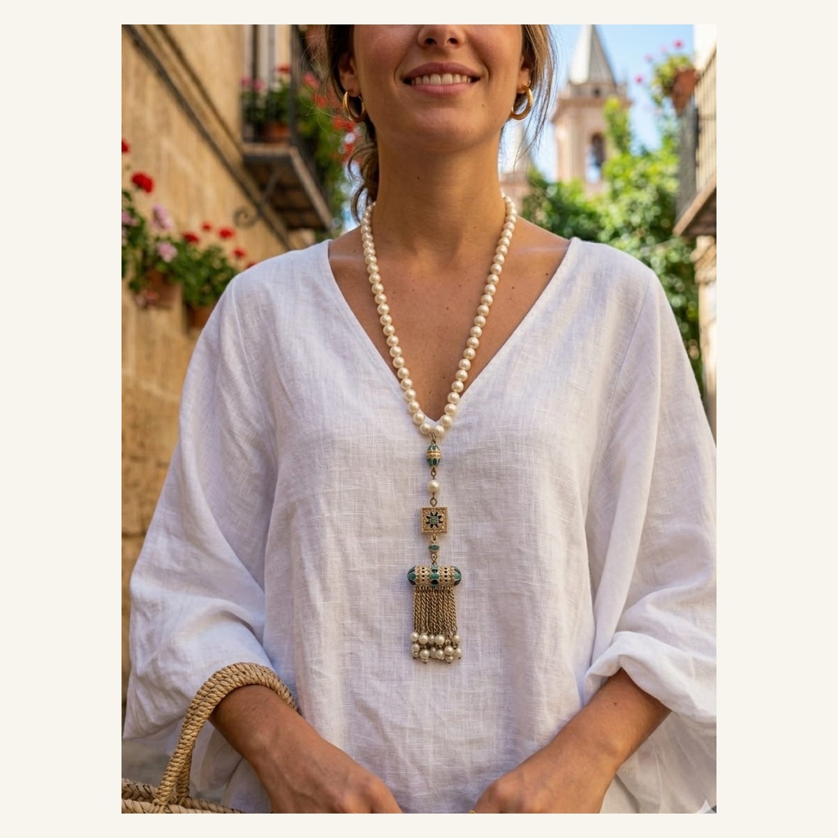 Woman wearing a Petite Boutique necklace