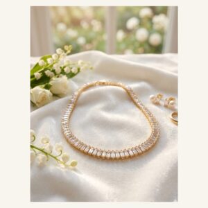 Golden Baguette Tennis Necklace