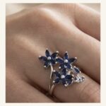 Blue Floral Branch Ring