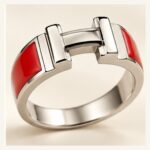 Red Enamel Bridge Ring
