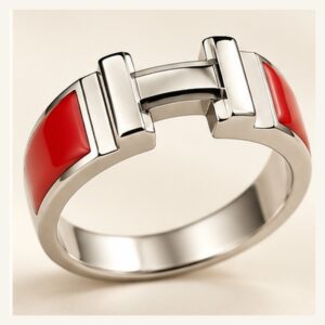 Red Enamel Bridge Ring