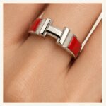 Red Enamel Bridge Ring
