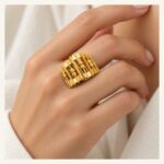 Ribbed Architectural Wide Ring