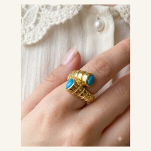 Turquoise Double-Cabochon Bypass Ring