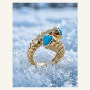 Turquoise Double-Cabochon Bypass Ring