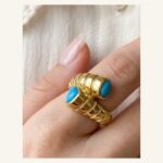 Turquoise Double-Cabochon Bypass Ring
